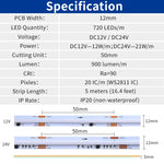 ruban led multicolore rayures modernes adhésif 720 leds 12v 24v ws2811 ic flexible