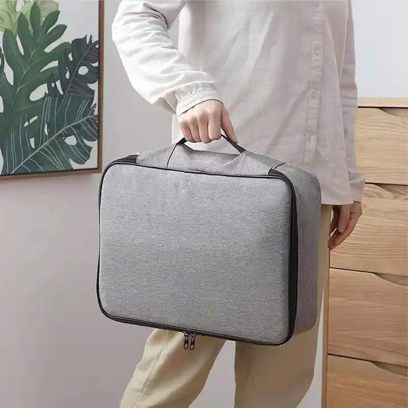 boîte rangement gris toile pratique étiquettes colorées clé usb cartes credit portefeuille