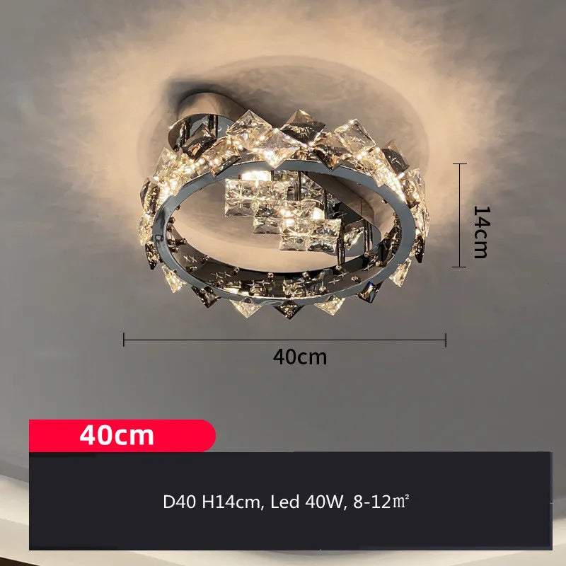 plafonnier crystal argenté moderne interrupteur bouton 2000 82000 lumens 15 30m²