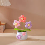 décoration maison tricotée bouquet fleurs artificielles anniversaire baby shower tricolore creative artisanal