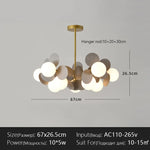 suspension lumineuse moderne multicolore boules translucides branches métalliques led salon chambre