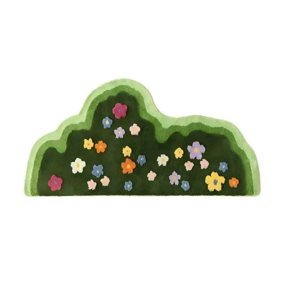 tapis vert fleurs moderne intérieur polypropylène géométrique jaune blanc rose orange doux