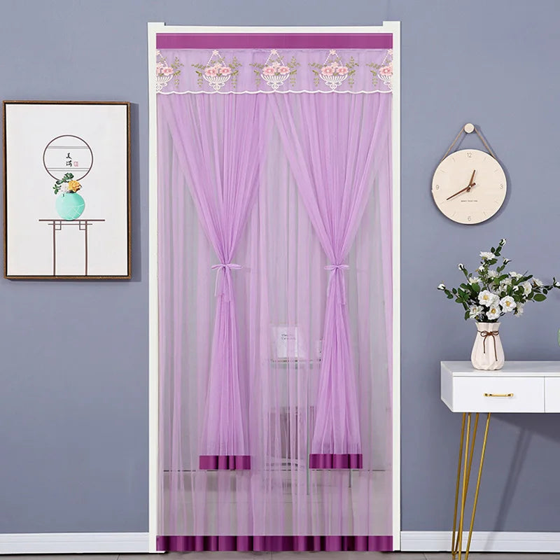 rideau gris beige rose bleu broderie florale transparent moderne ruban porte tissu polyester