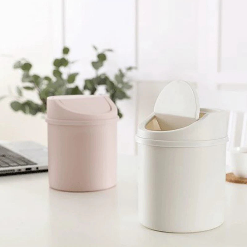 poubelle miniature couvercle moderne rose gris blanc chambre