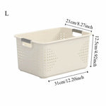 paniers rangement plastique perforé moderne poignées beige clair empilables cuisine