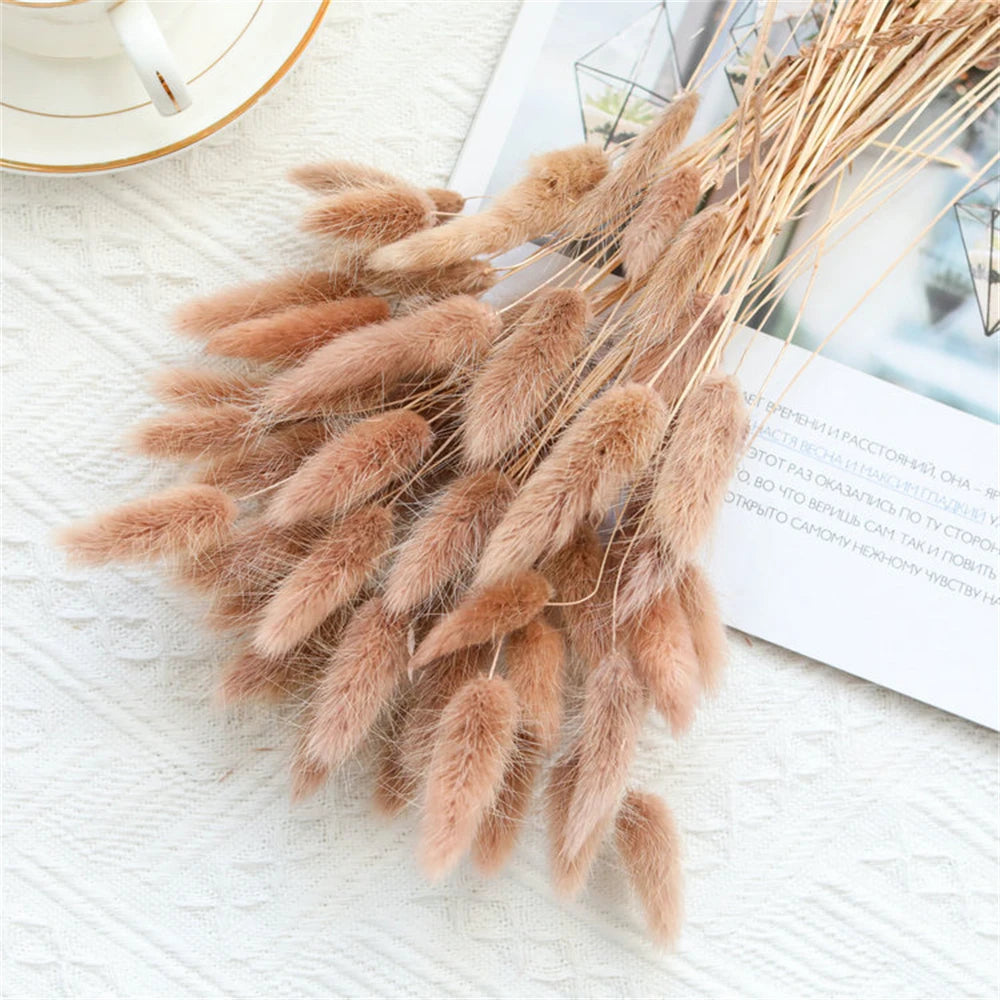 décoration boho plumes séchées naturelles mix beiges roses grises anniversaire maison