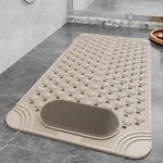 tapis bain antidérapant perforé motifs circulaires beige gris vert moderne