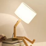 lampe table bois naturel tissu beige moderne minimaliste led ajustable chambre