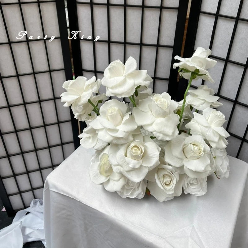 décoration intérieure rose blanche soie bouquet fleurs artificielles table mariage anniversaire événement