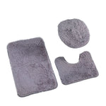 tapis toilette rose violet gris clair peluche points moderne antidérapant ensemble trois pièces