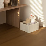 boîtes rangement tissu beige moderne opaques étroites longues sous lit chambre salon buanderie