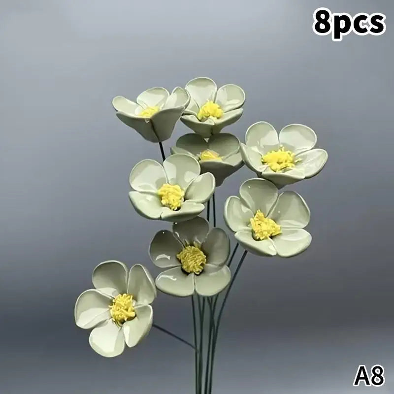 fleurs artificielles céramique blanc jaune vert décoration maison moderne minimaliste intérieur
