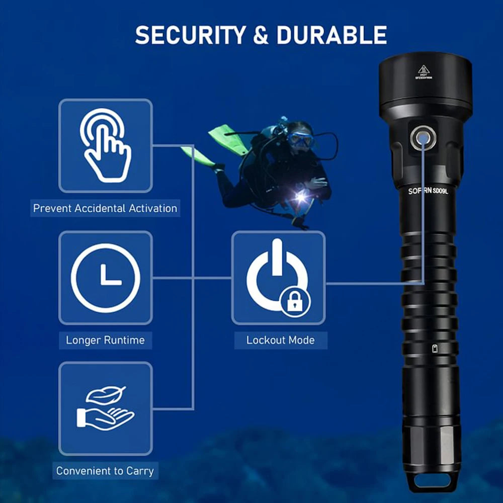 lampe poche plongée LED rechargeable étanche 200m lumineuse fishing adultes