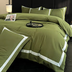 ensemble literie coton polyester rayures horizontales couverture taies oreiller moderne luxueux