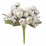 bouquet artificiel pivoine violettes blanches romantique intérieur mariage décoration maison fleurs soie classique