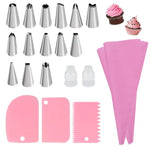 kit pâtisserie sacs pâte douilles métalliques tampons outils pâte silicone couleurs violet rose bleu