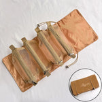 Sac cosmétiques multi usages pliable rose clair moderne poignée dorée fermeture glissière