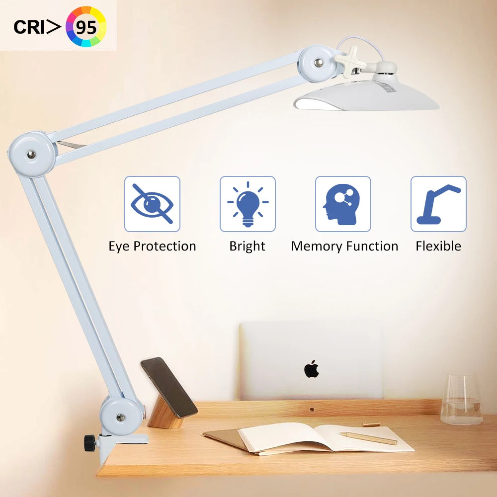 lampe led blanc minimaliste 50cm 117led pince ajustable intensité variable moderne
