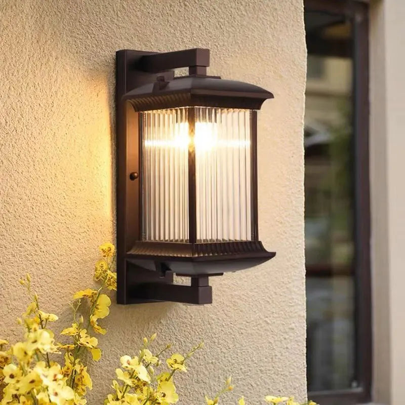 lampe murale classique marron transparente résistante l'eau extérieur autonome 85 265V