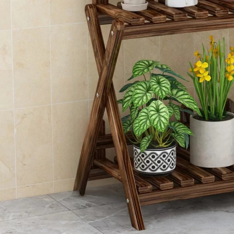 étagère fleurs bois moderne niveaux marron foncé intérieur extérieur assemblage