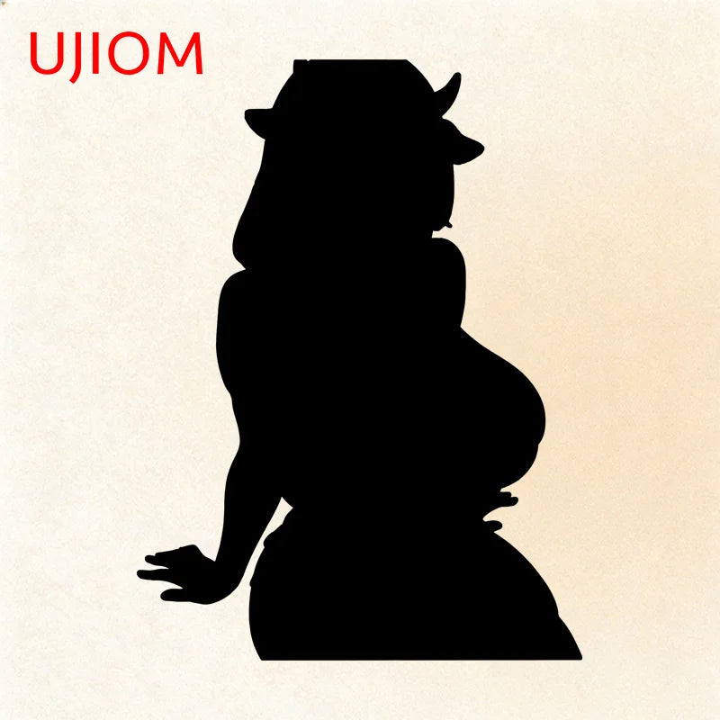 sticker mural silhouette personnage cornes adhésif noir transparent pvc résistant eau salon chambre fenêtre