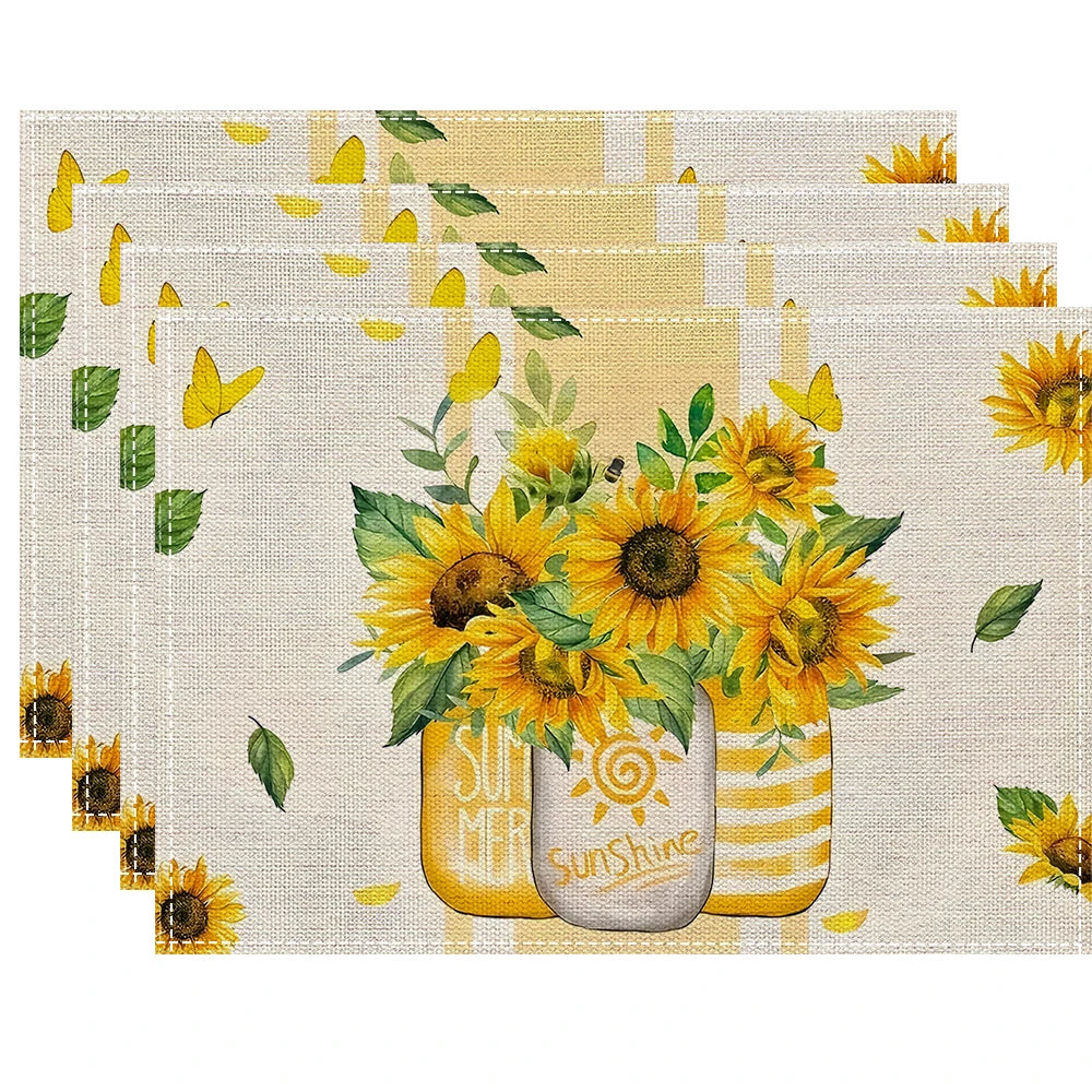 serviettes table lin lavables motif floral citron carreaux gris blancs textes décoratives rustiques