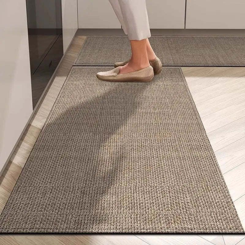 tapis sol cuisine lin gris moderne tissé absorbant antidérapant résistant usure lavable intérieur