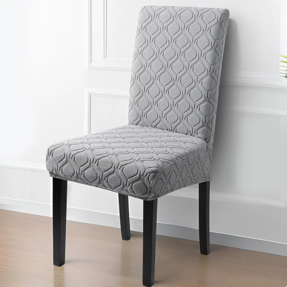 housses chaise jacquard moderne gris clair motif géométrique polyester élasthanne chaise salon fauteuil d'hôtel
