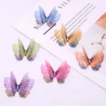 papillons artificiels clips couleur violet bleu vert rose orange imprimés semi transparents pack 50
