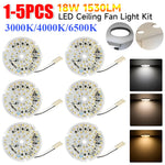 Kit luminaires LED ventilateur moderne blanc circulaire 18W opaquet vis fixation