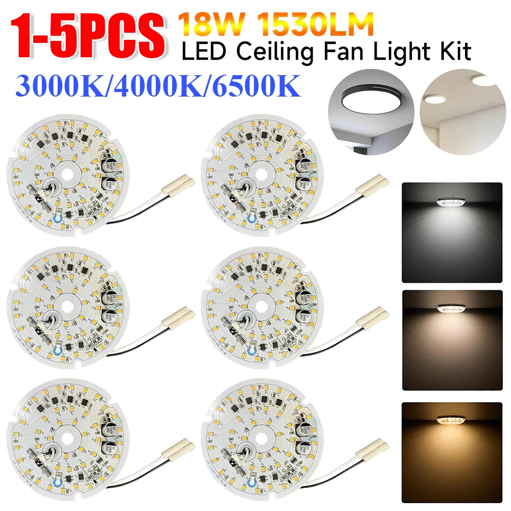 Kit luminaires LED ventilateur moderne blanc circulaire 18W opaquet vis fixation