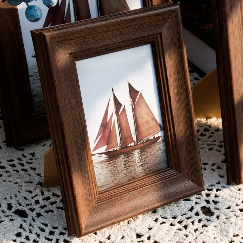 cadre photo rectangulaire résine rustique motif naturel décoration intérieur maison