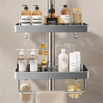 étagère douche argentée moderne vis fixations étagères accessoires toilettes shampooing savonDecoration