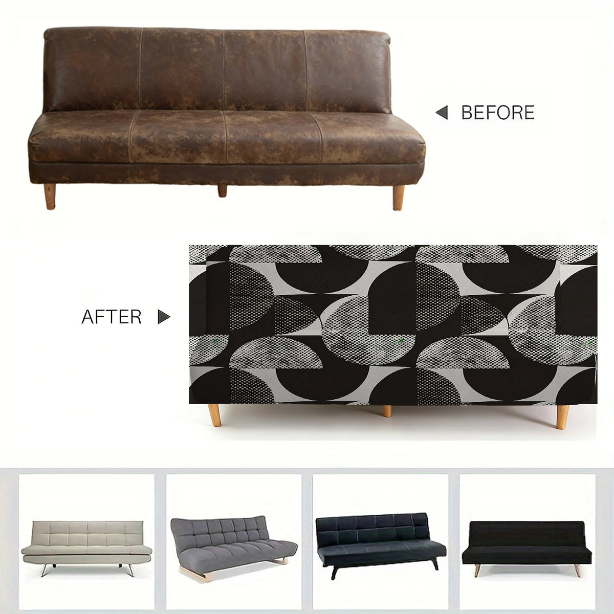 couverture canapé lit élastique géométrique noir gris moderne machine lavable 185 210cm