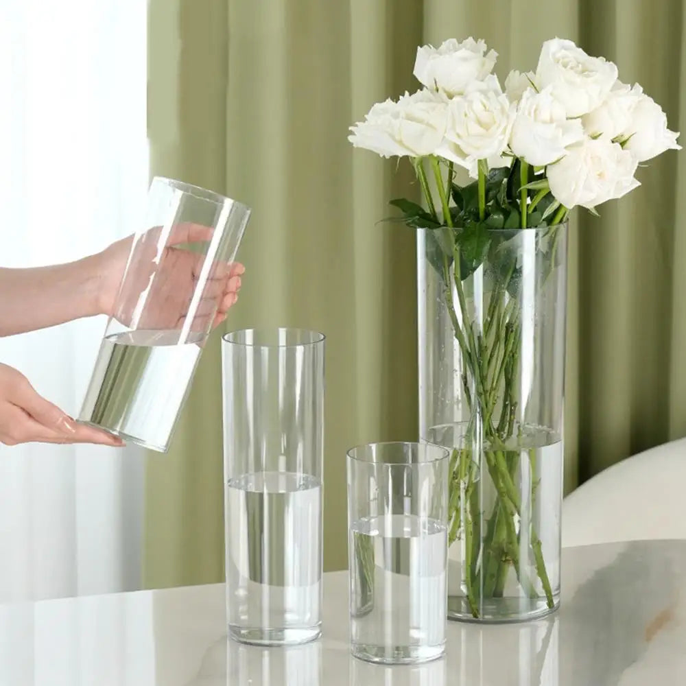 vases transparents modernes plastique inébranlables grandes tailles fleurs artificielles hydroponie