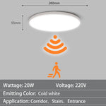 plafonnier led moderne détecteur mouvement étanche ip44 blanc 220v 18w 30m²