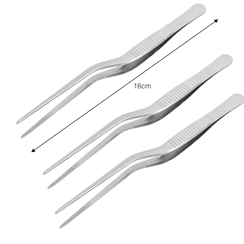 pinces épiler acier inoxydable argentées modernes 14cm 16cm 20cm trois pièces ustensiles cuisine