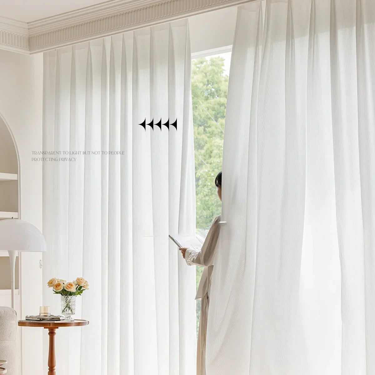 rideau blanc rayures verticales moderne transparent fenêtre machine lavable polyester tulle opaque lumière