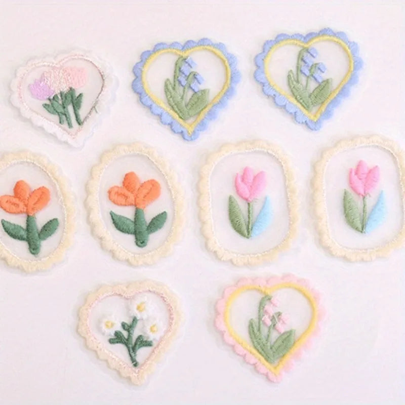 broderies dentelées fleurs simples roses oranges vertes bleues accessoires cheveux femmes adultes traditionnels délicats