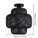 lampe suspendue moderne rustique tissée bambou naturel cadre métallique noir cuisine chambre coucher salle