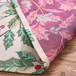 chinois table vintage feuilles houx baies rouges tasseaux classique festif polyester coton