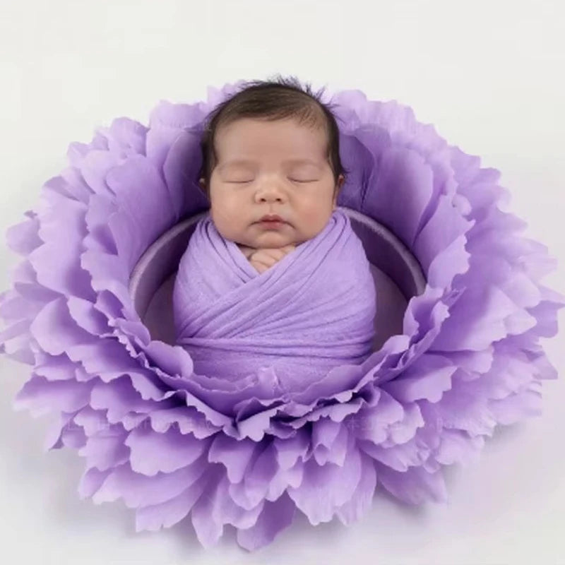 coussin photo bébé moderne violet rose orange bleu doux plissé tissu couverture bandeau jouet