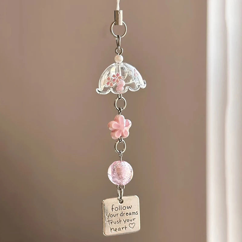 porte clés décoration papillon ailes cœur transparents blanc rose romantique