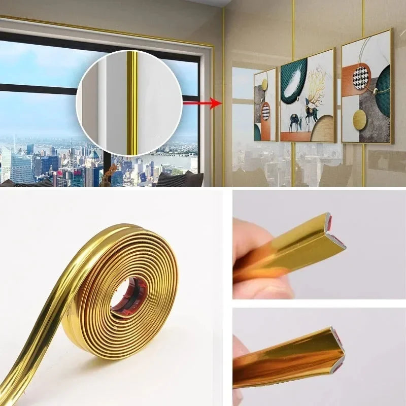 ruban adhésif décoratif or cuivre noir brillant moderne élégant 10mm 20mm