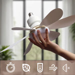 ventilateur led lumière moderne blanc télécommande variation luminosité facile chambre salon