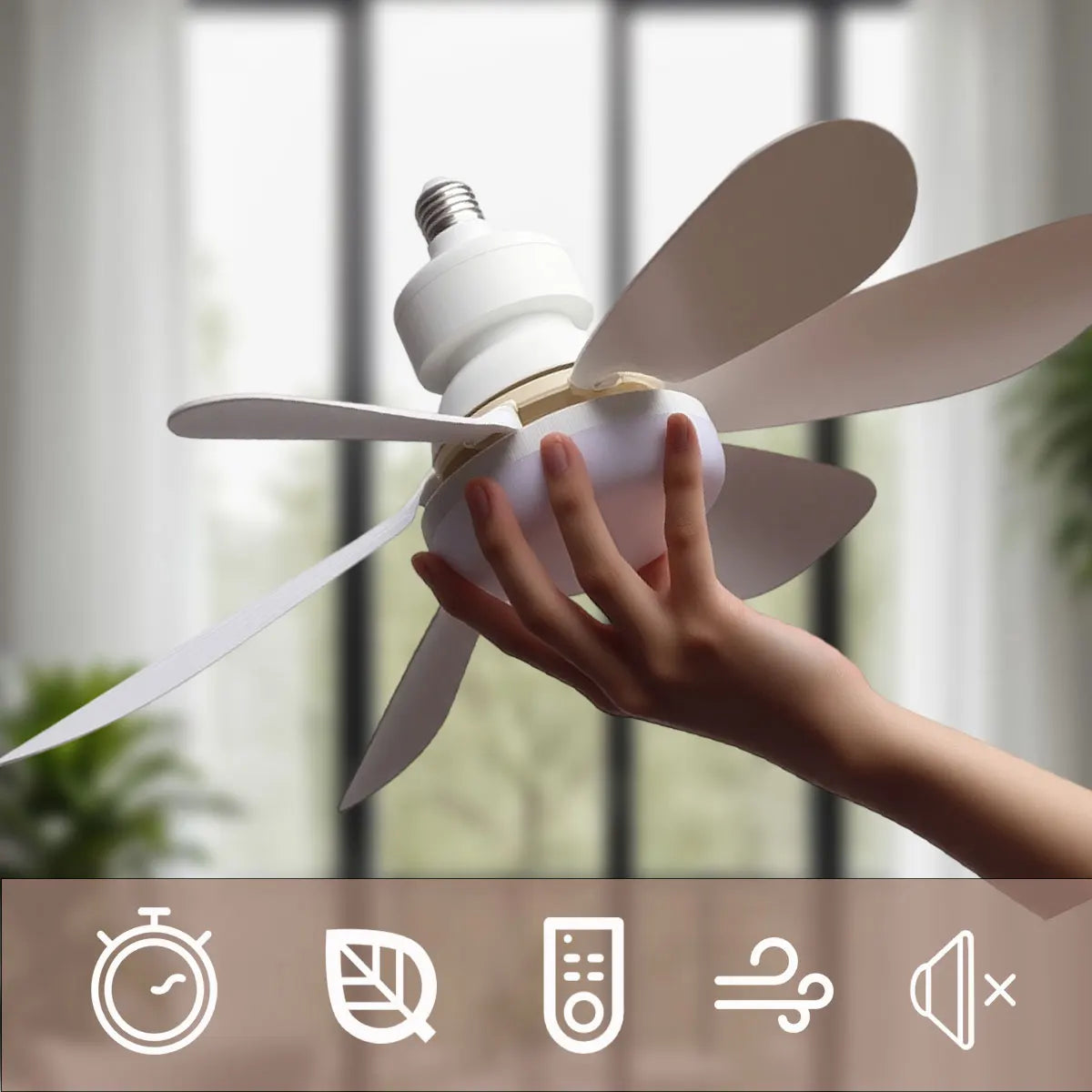 ventilateur led lumière moderne blanc télécommande variation luminosité facile chambre salon