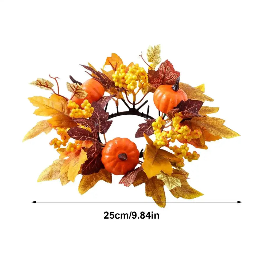 décoration automne feuilles d'érable citrouilles bougies décoratives extérieures orangées rouges jaunes vertes saisonnières