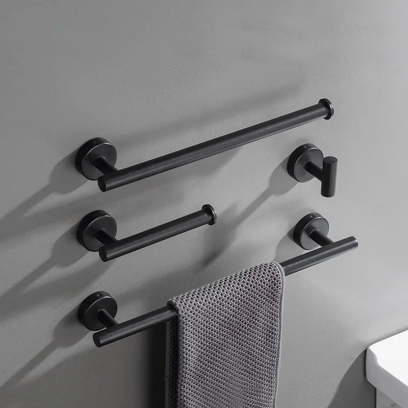 porte serviettes acier inoxydable noir moderne minimaliste brossé salle bain ensemble pièces métal lisse