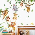 stickers muraux animaux jungle souris singe léopard lion cartoongráficos PVC resistentes água chambre enfants