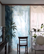 rideau moderne semi transparent feuilles vertes bleu clair blanc intérieur extérieur 100x140cm 100x170cm 150x170cm